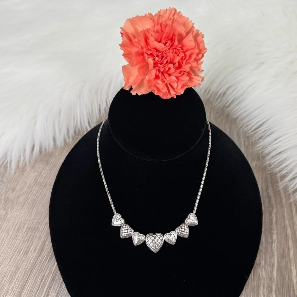 💓BRIGHTON “Enchanted Hearts” Reversible Sliding Hearts Necklace Retired Vintage - Picture 2 of 6